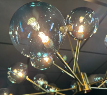 Bubble and gold light fixture